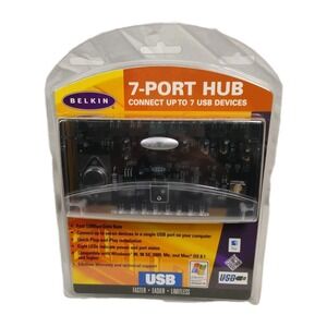 BELKIN 7-PORT HUB Connect up to 7 USB devices, For Home or Office Use New Sealed